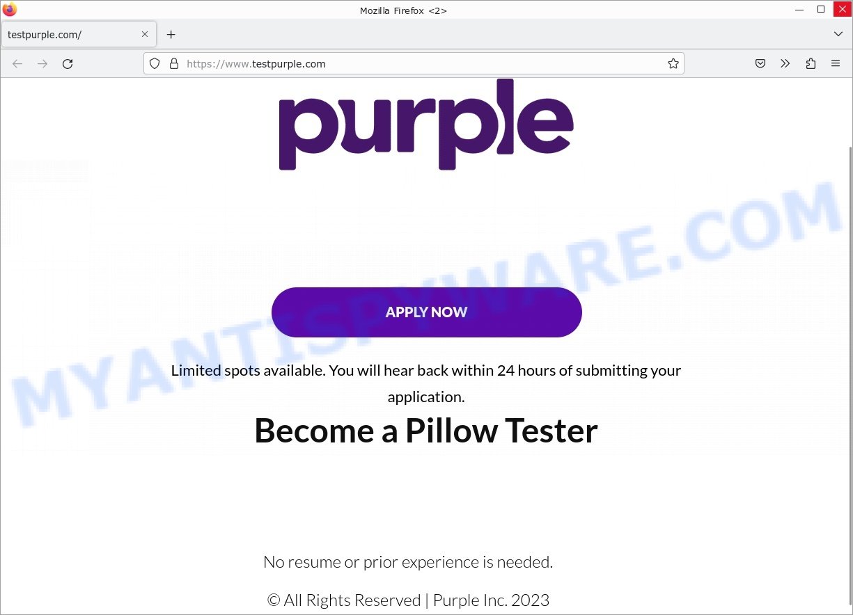 TestPurple.com Pillow Tester Scam