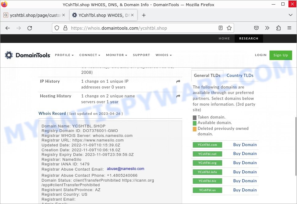 Ycshtbl.store whois