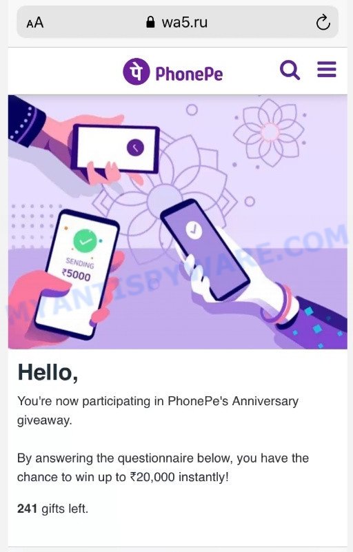 wa5.ru PhonePe Giveaway Scam