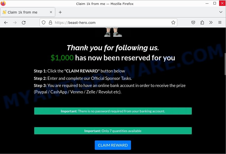 Beast-hero.com Claim Reward Scam