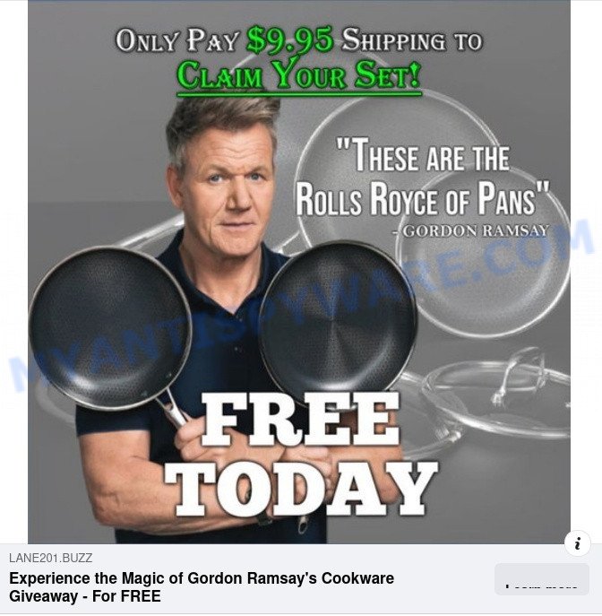 Gordon Ramsay HexClad Cookware Giveaway fake facebook ad 1