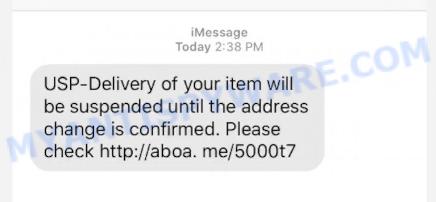 USP-Delivery of your item will be suspended Scam text