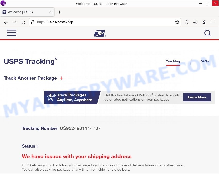 USPS Redelivery Scam website