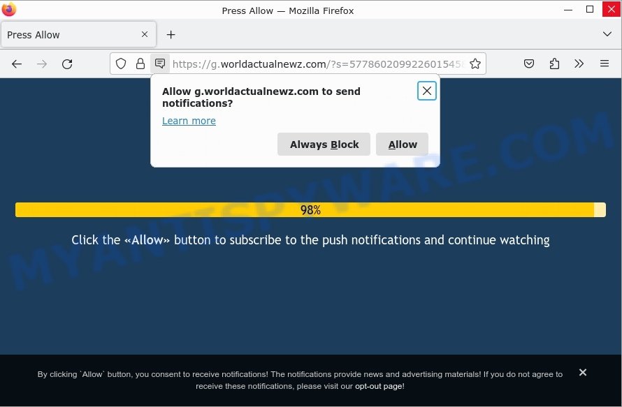 Worldactualnewz.com Press Allow Scam