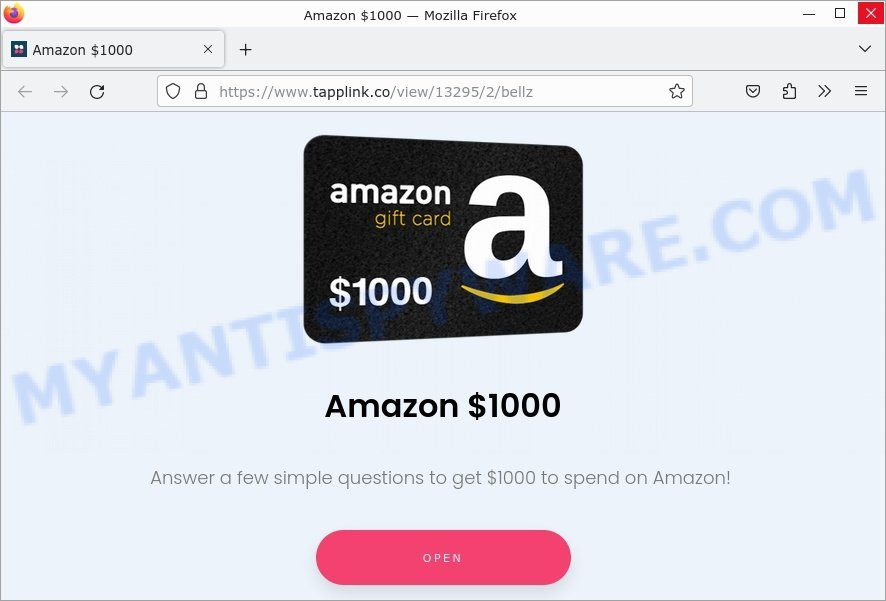 Avsweepstakes.com Scam tapplink.co page