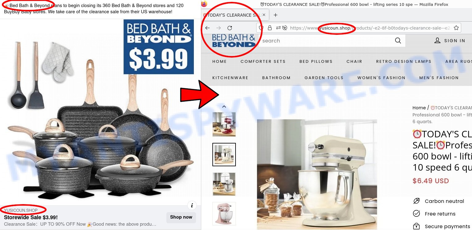 BED BATH BEYOND Clearance-Closing Sale Scam