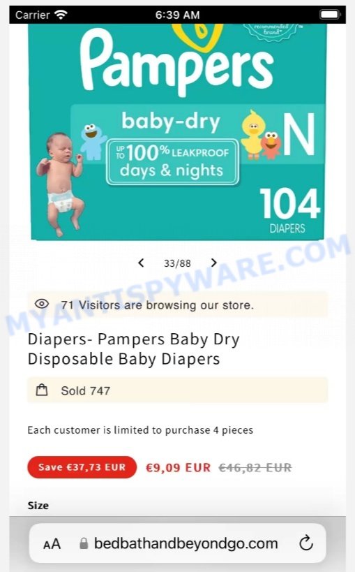 Bedbathandbeyondgo.com Scam Pampers Baby Diapers