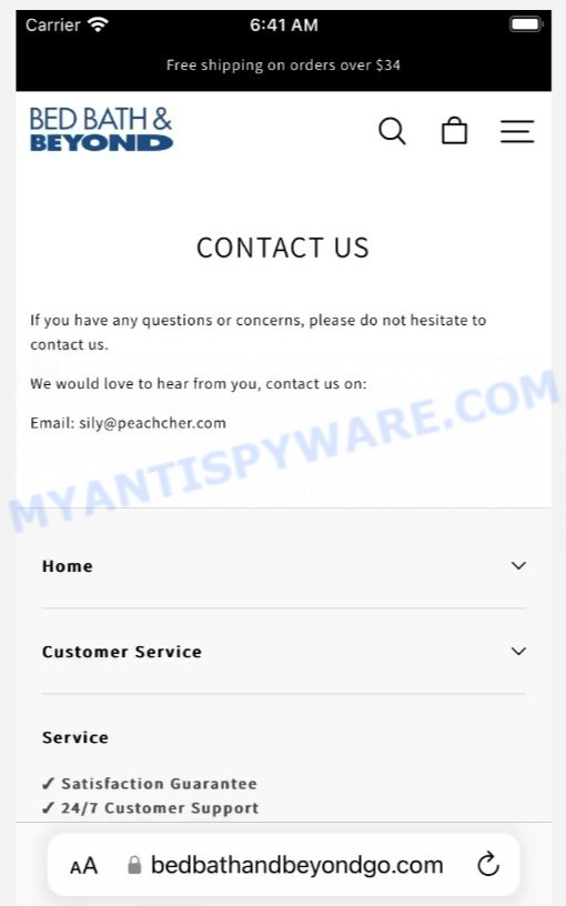 Bedbathandbeyondgo.com Scam contacts