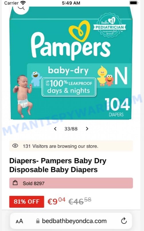 Bedbathbeyondca.com Scam Pampers Baby Dry Disposable Baby Diapers