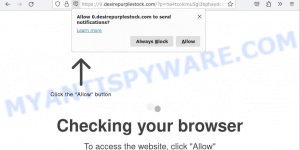 Desirepurplestock.com Checking your browser Scam