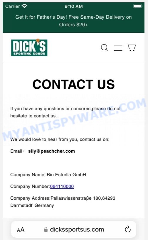 Dickssportsus.com Scam shop contacts
