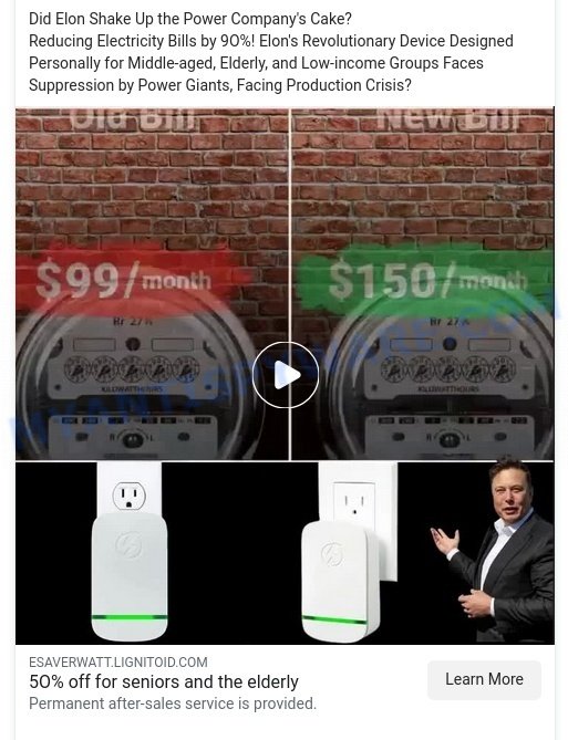 Esaver Watt Elon Musk facebook ads