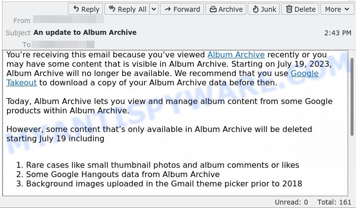 Google Album Archive email