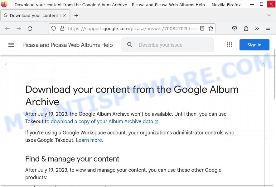 Google Album Archive support