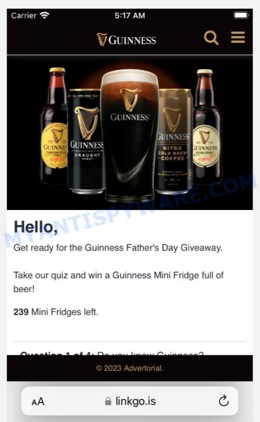 Guinness Fathers Day Giveaway Scam page1