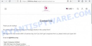 HSN factory outlet scam hftthtra.shop contacts