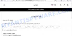 HSN factory outlet scam tunatlo.shop contacts