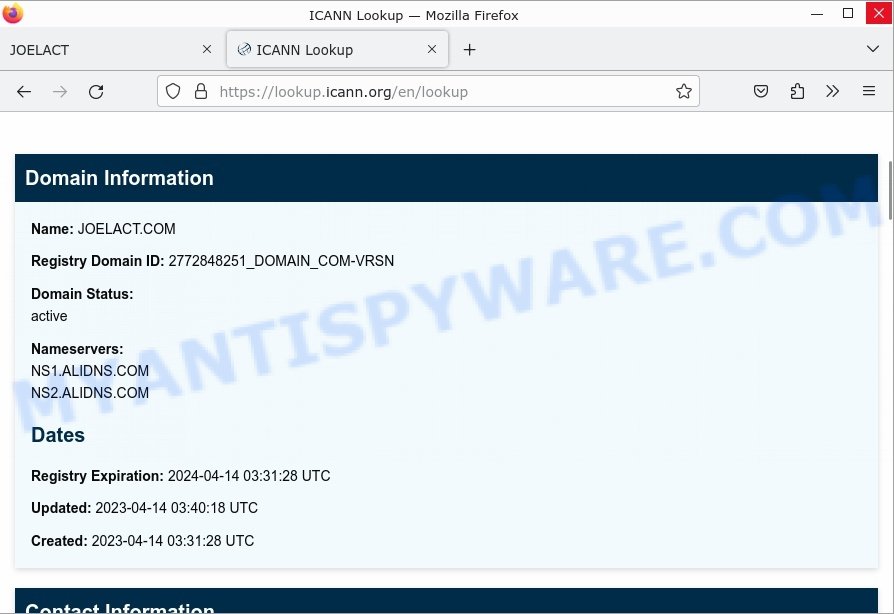 Joelact.com whois