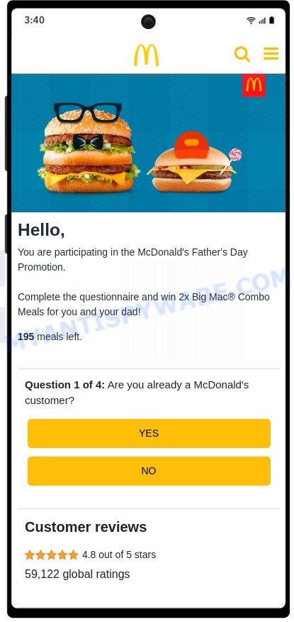 McDonalds Fathers Day Promotion Scam 1