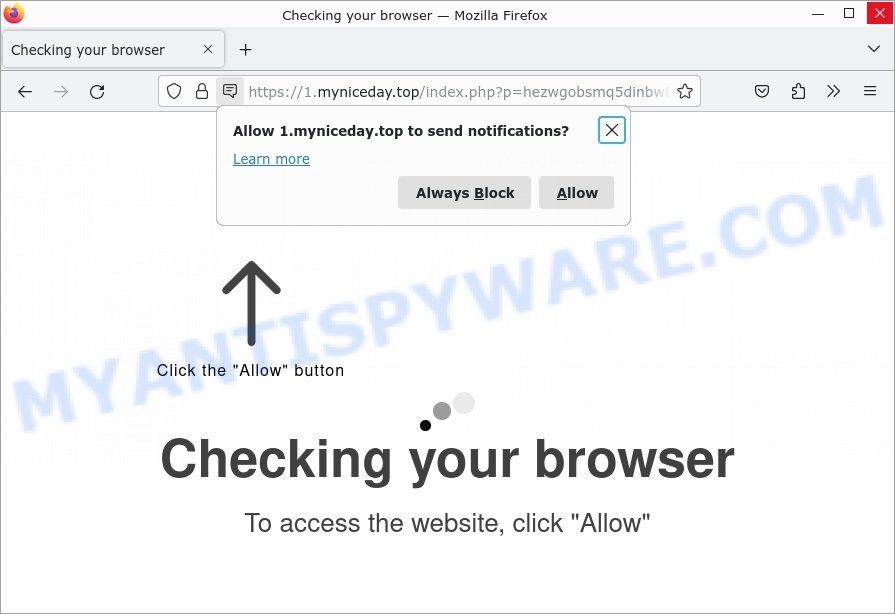 Myniceday.top Checking your browser Scam