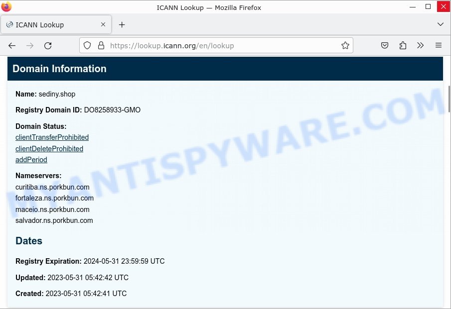 Sediny.shop whois
