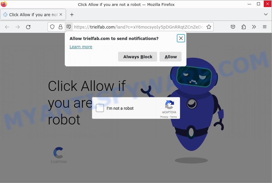 Trielfab.com Click Allow if you are not a robot Scam