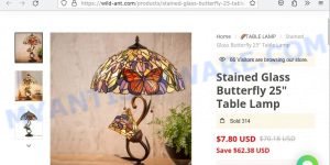 Wild-ant.com Stained Glass Butterfly 25 Table Lamp