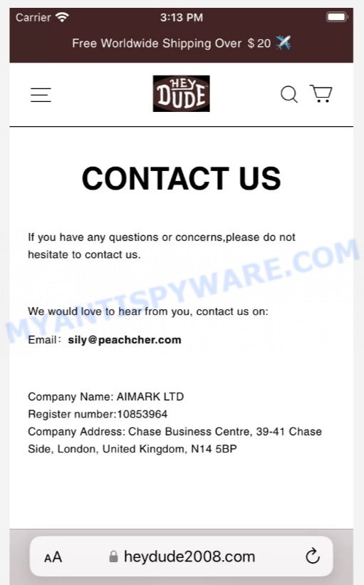 heydude2008.com scam shop contacts