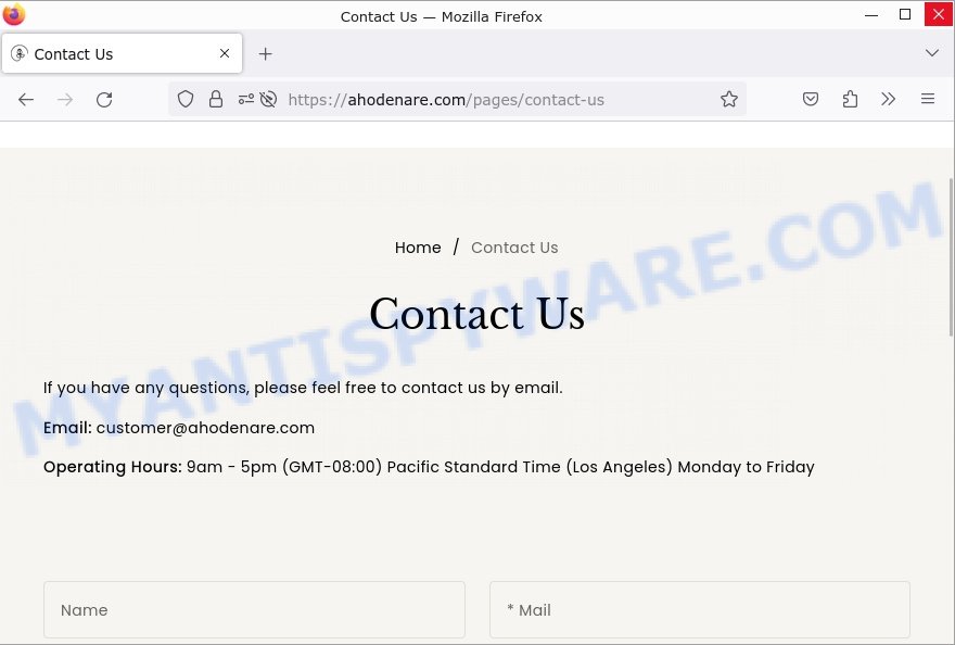 Ahodenare.com Bookstore Scam contacts