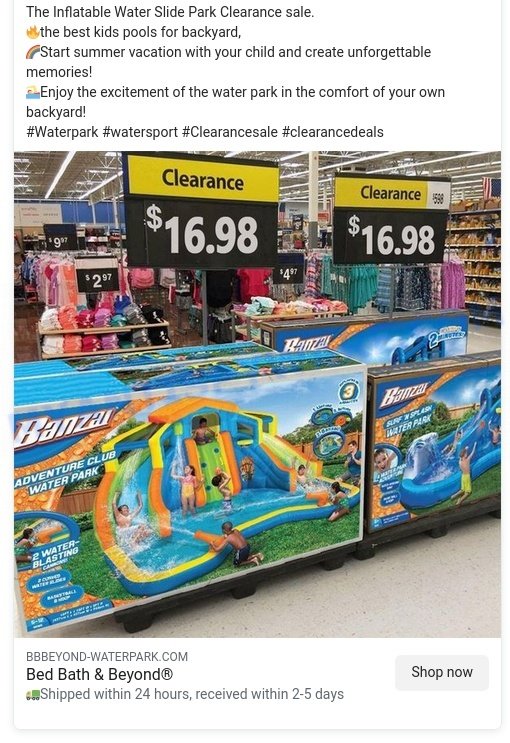 BBBeyond-Waterpark.com Scam facebook ads