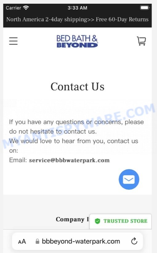 BBBeyond-Waterpark.com Scam store contacts