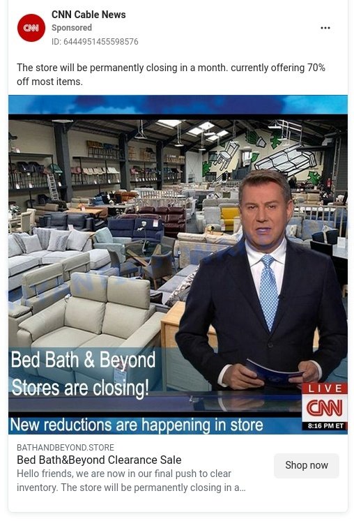 Bathandbeyond.store Scam facebook ads