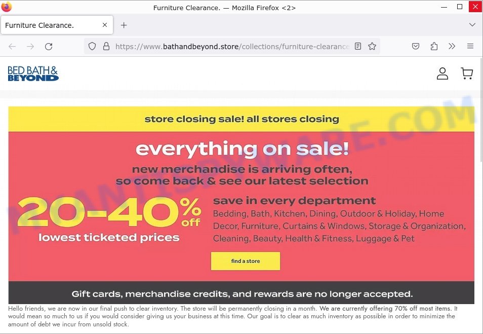 Bathandbeyond.store Scam store