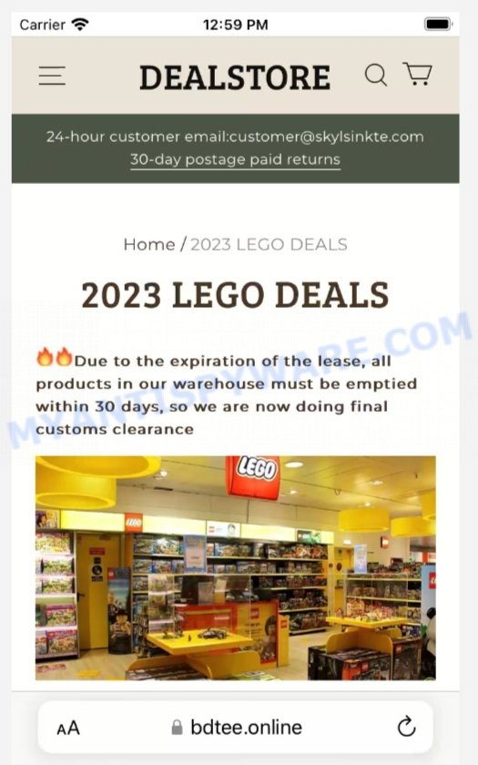 Bdtee.online Scam 2023 LEGO Deals