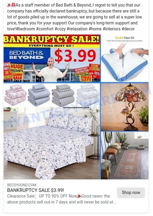 Becdyuond.com Scam facebook ads