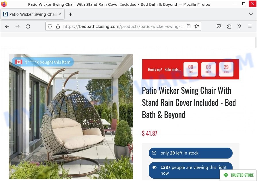Bedbathclosing.com Scam Patio Wicker Swing Chair