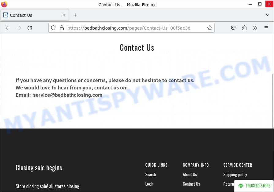 Bedbathclosing.com Scam contacts