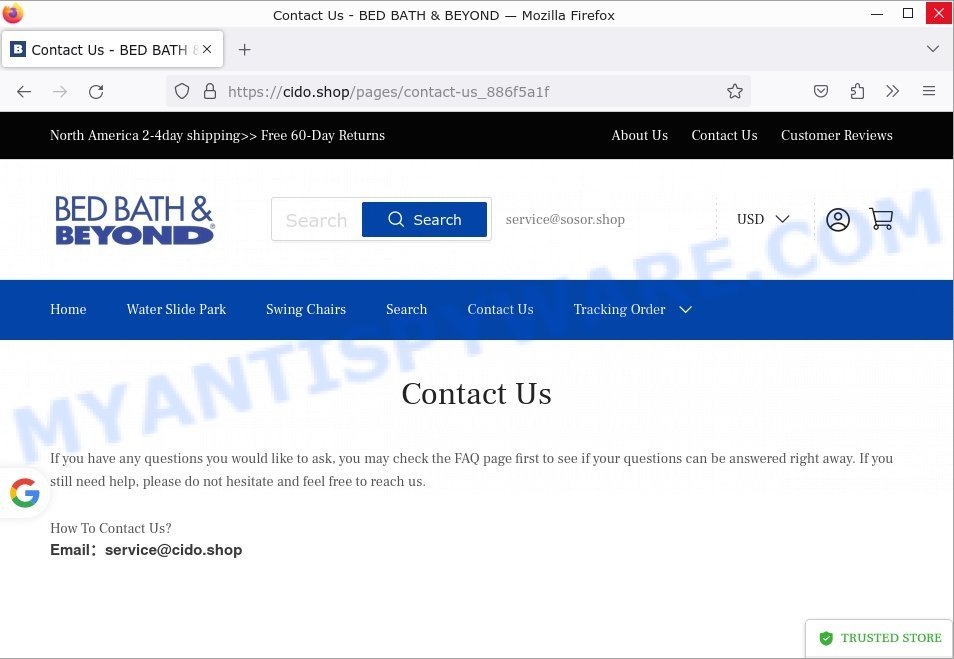 Cido.shop BED BATH BEYOND Scam contacts