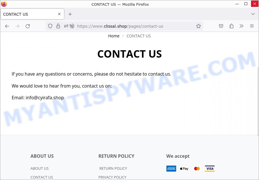 Clissal.shop Scam contacts