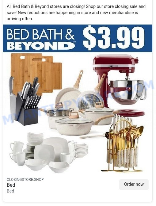 Closingstore.shop BED BATH & BEYOND Scam facebook ads