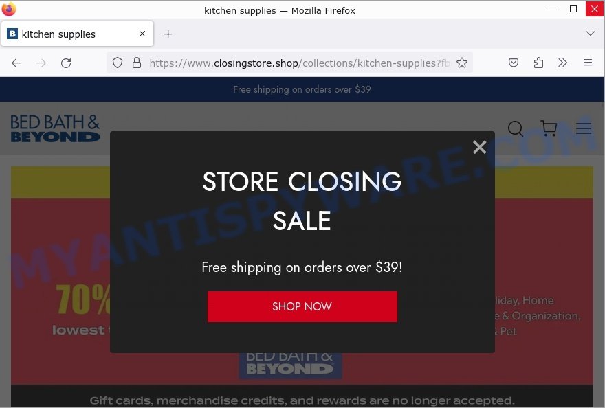 Closingstore.shop BED BATH & BEYOND Scam