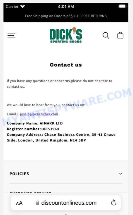 Discountonlineus.com Scam contacts