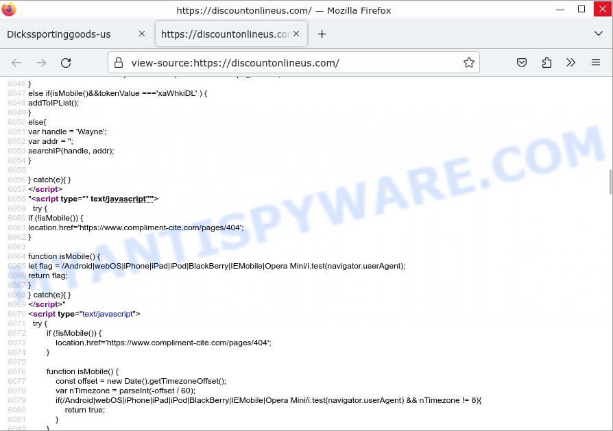 Discountonlineus.com Scam javascript