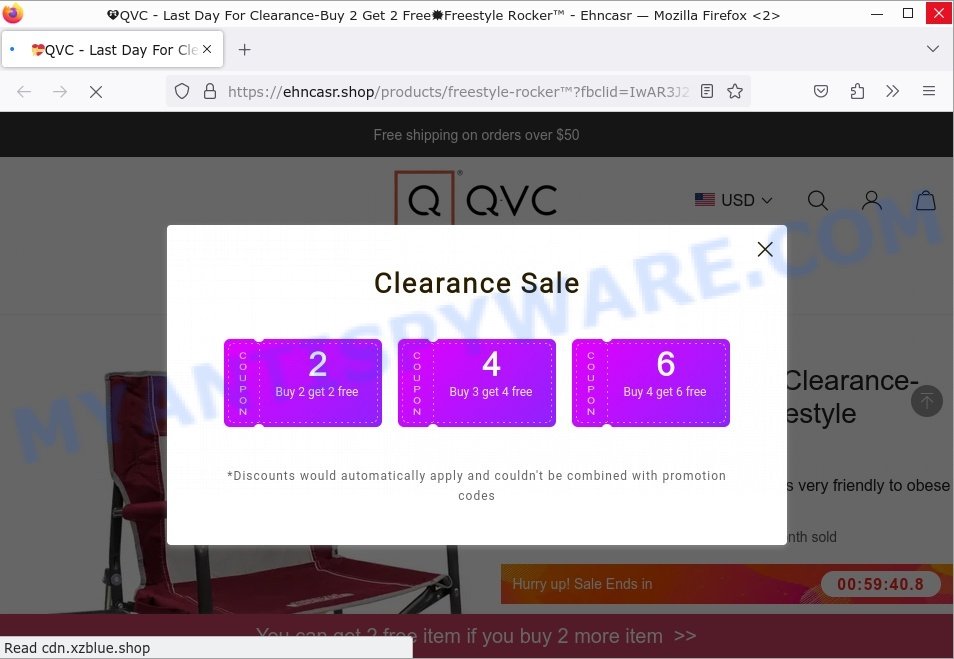 Ehncasr.shop QVC Last Day For Clearance Scam