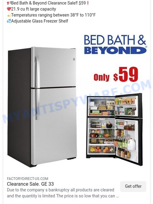 Factorydirect-us.com BED BATH BEYOND Scam facebook ads