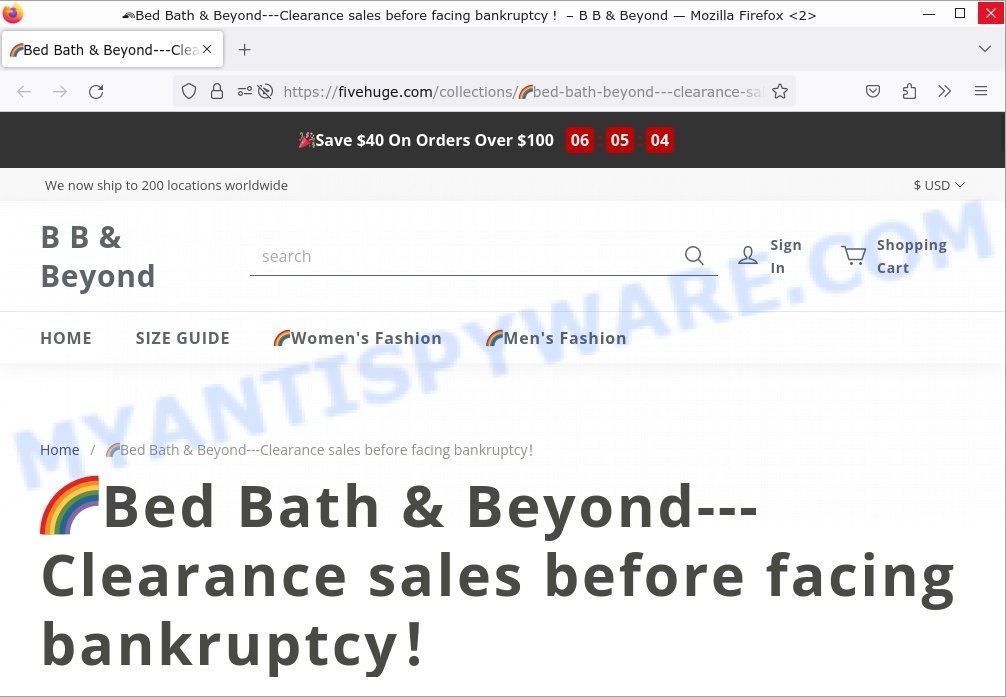 Fivehuge.com Bed Bath Beyond Scam store