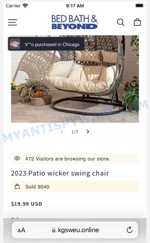 Kgsweu.online BED BATH BEYOND Scam Chair