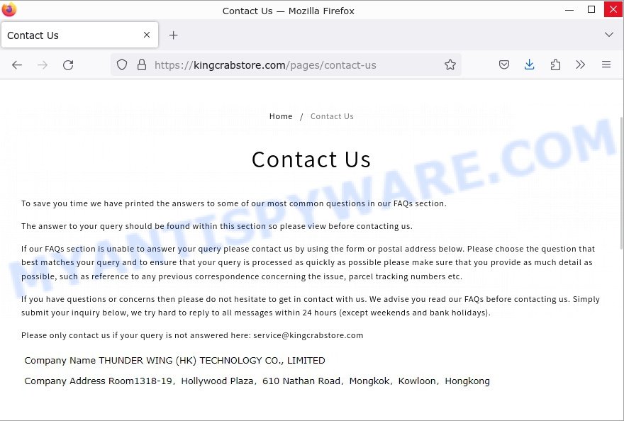 KingCrabStore.com King Crab Store Scam contacts