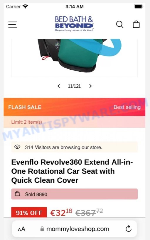 Mommyloveshop.com scam Evenflo Revolve360 Rotational Car Seat