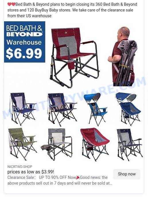 Nicrtwd.shop BED BATH BEYOND Scam facebook ads